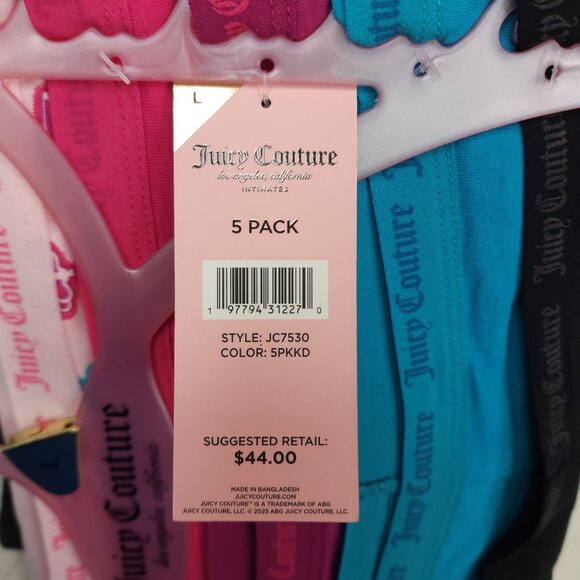Juicy Couture Intimates 5 Pack Large Boyshort Panties Underwear Multicolor - Picture 4 of 10